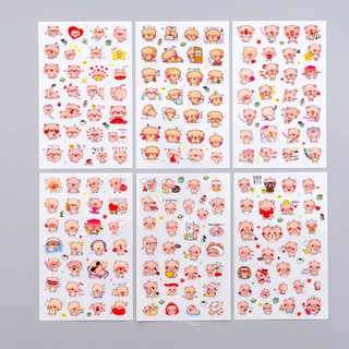 Set 6 Tấm Sticker Heo Hồng Cute - 𝐀𝐢𝐭𝐚𝐨𝟐𝟒𝐇𝐂𝐌