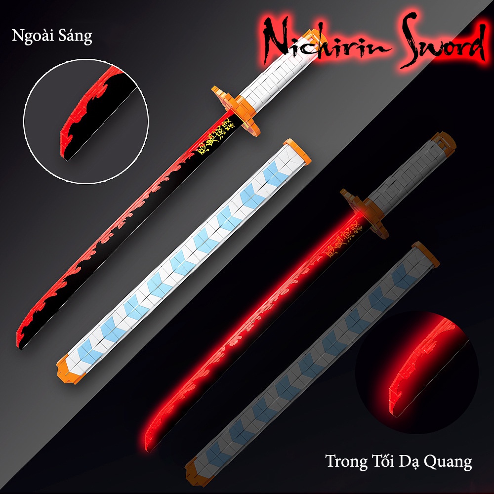 Đồ Chơi Lắp Ráp Kiểu LEGO Mô Hình Huyết Nguyệt Kiếm Nichirin Sword Viêm Trụ Rengoku Kimetsu No Yaiba 731 Với 806 PCS