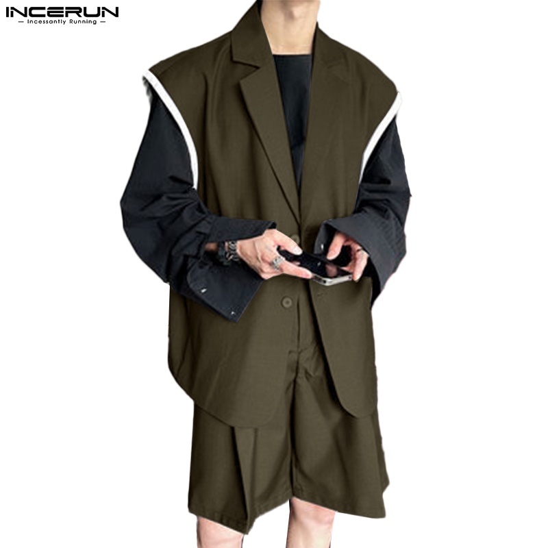 Bộ áo khoác vest + quần short INCERUN thời trang dự tiệc dành cho nam