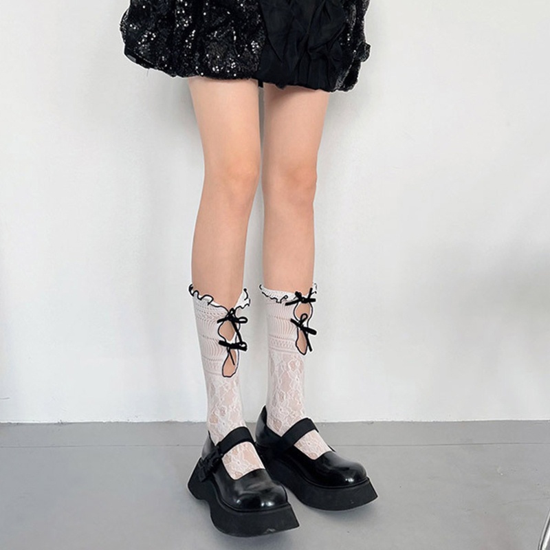 Vớ Ren Rỗng Đính Nơ Phong Cách Nhật Bản Cho Nữ