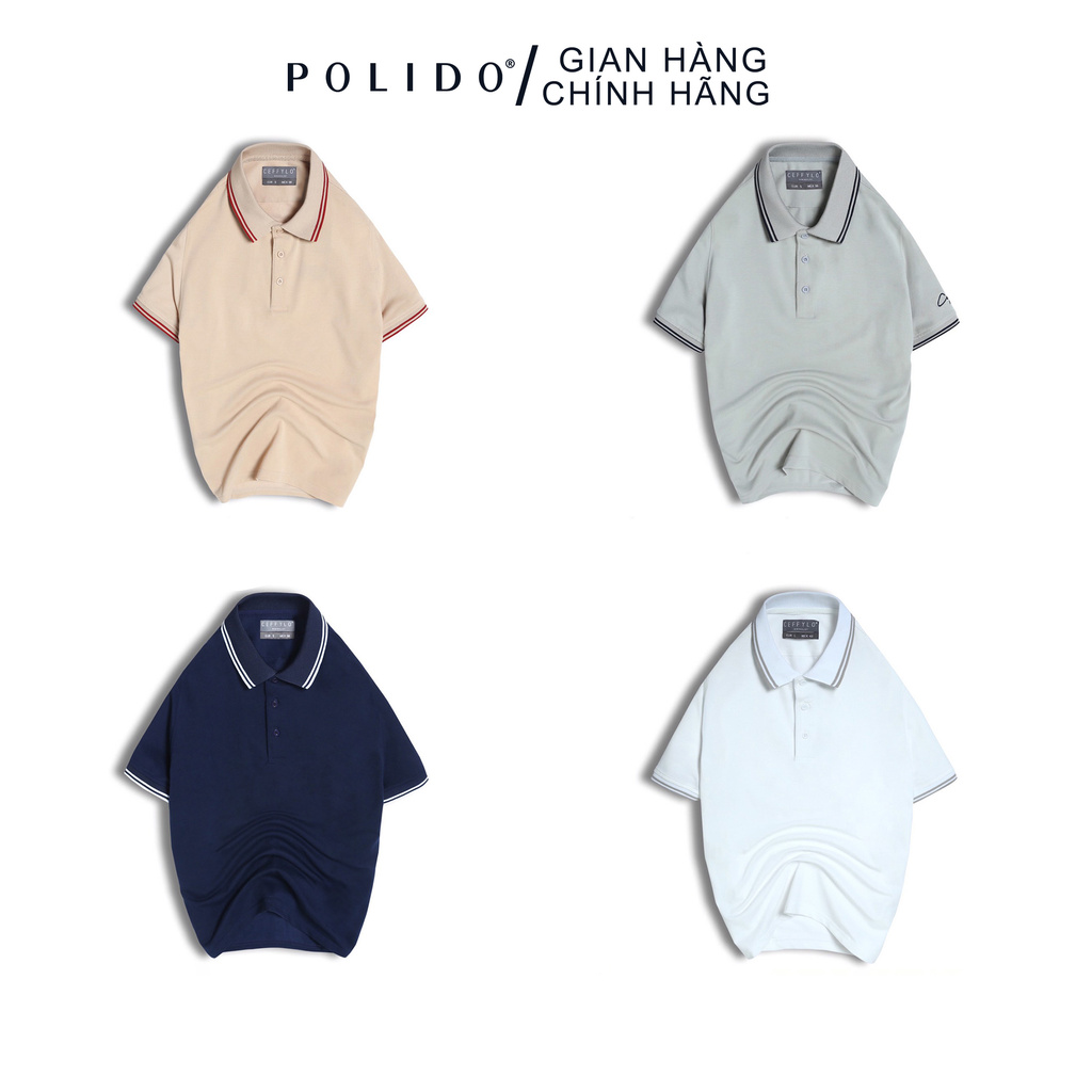 Áo Polo Tay Thêu Chữ CEFFYLO Vải Cotton Co Giãn 4 Màu Phong Cách