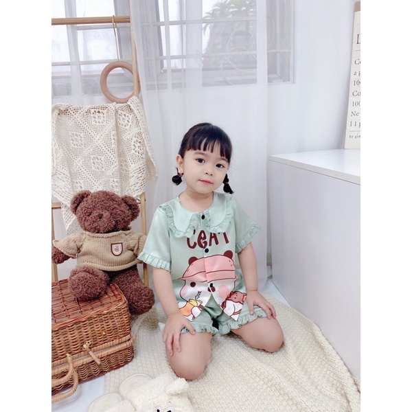 Bộ lụa Pijama cho bé gái từ 10-28kg (1-8 tuổi)