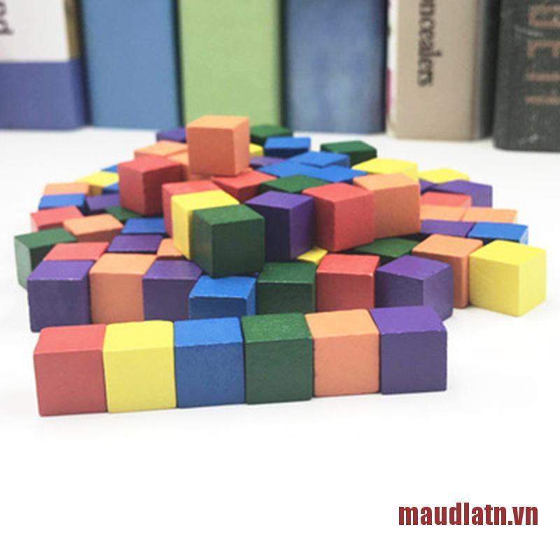 DLATN Wood Cubes Blank Dice DIY Square Corner Color Board Game Cubes Early Educa