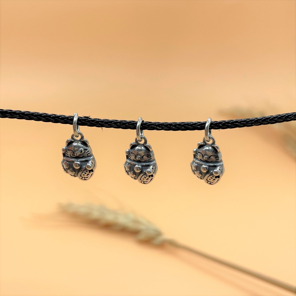 Charm bạc thái móc treo mèo thần tài béo - Charm Bạc 925 - Mã CA153