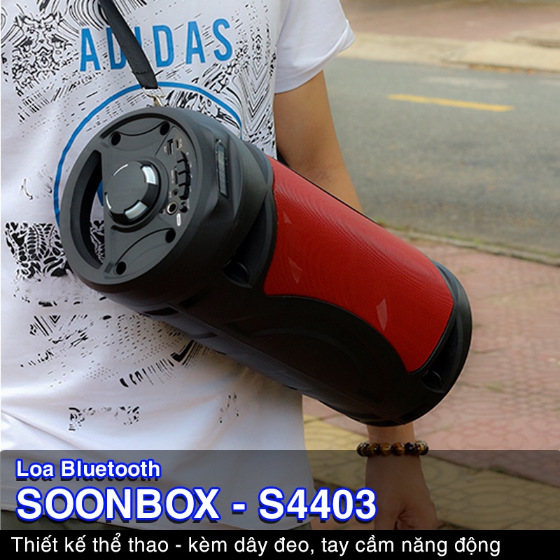 Loa Bluetooth SOONBOX-S4403, công suất 10W, dung lượng 1200mAh, thiết kế thể thao,dây đeo cá tính, tặng kèm micro remote