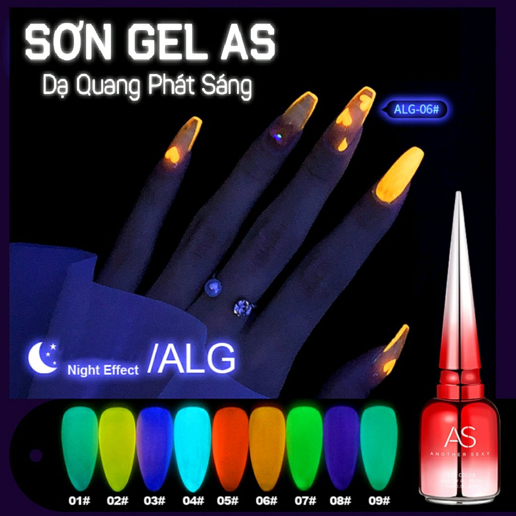 Sơn Gel AS Red Màu Dạ Quang Phát Sáng Ban Đêm Pastel Màu Kẹo - mã ALG