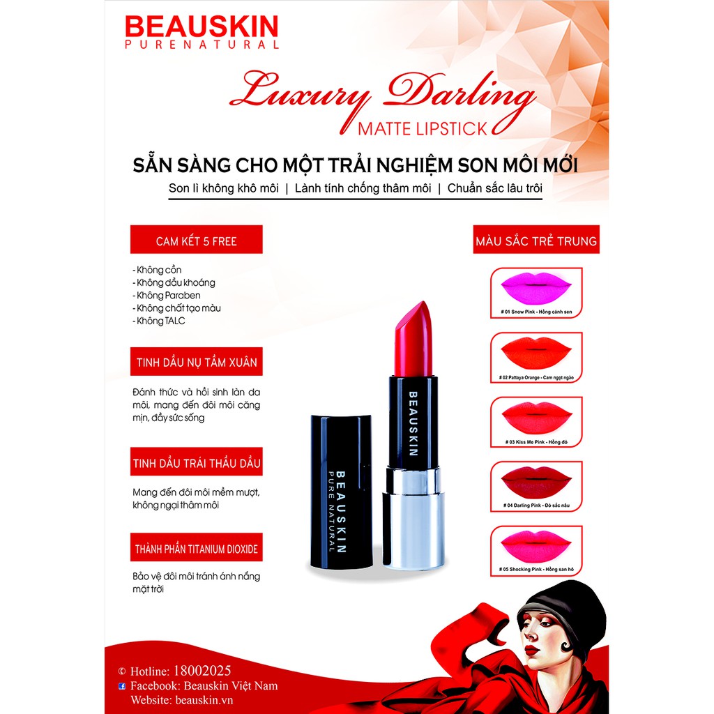 Son môi siêu lì Beauskin Luxury Darling Matte Hàn Quốc 3.5g | BigBuy360 - bigbuy360.vn