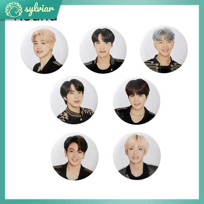 Ghim Cài Túi Xách Hình Tròn In Hình Các Thành Viên Nhóm BTS