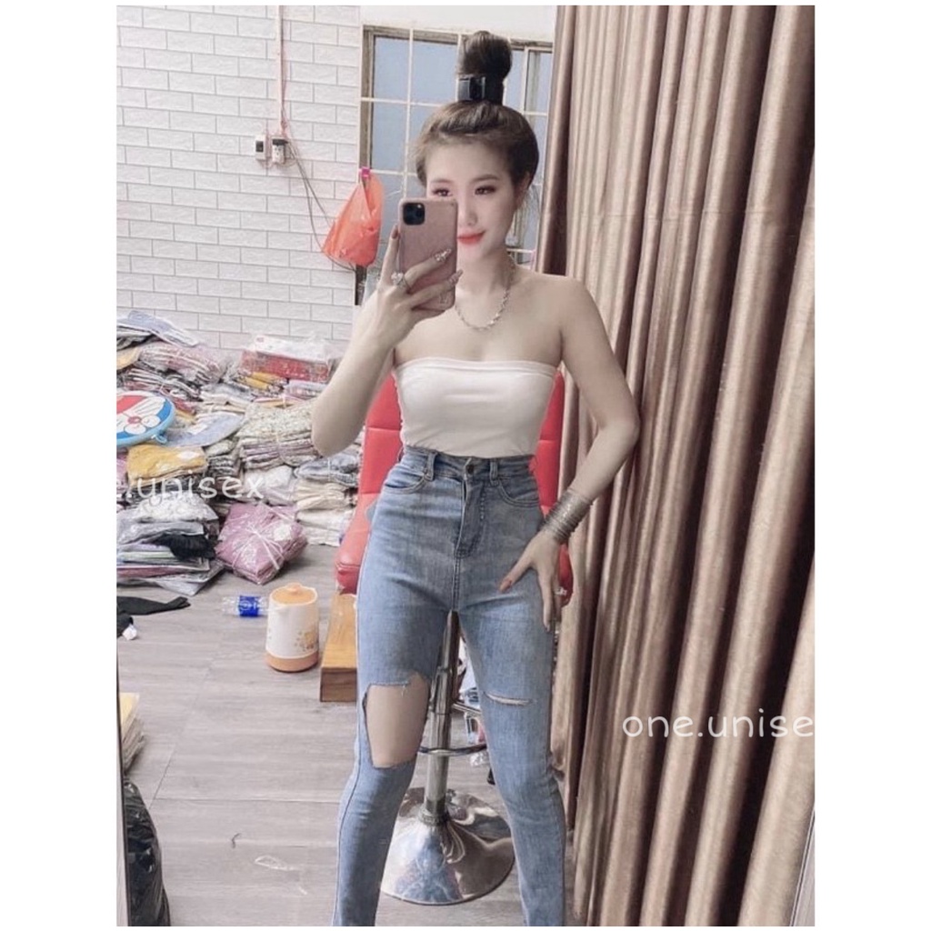 Quần jeans RÁCH Ô ôm body lưng siêu cao