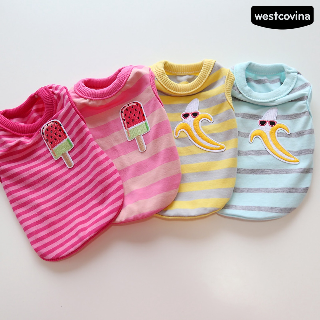 [Mới]♞Áo Thun Họa Tiết Sọc Thoáng Khí Thời Trang Dành Cho Thú Cưng