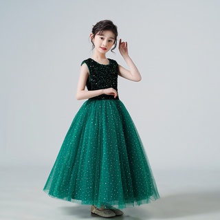 Đầm công chúa sát nách dáng dài đính kim sa lấp lánh cho bé gái q87