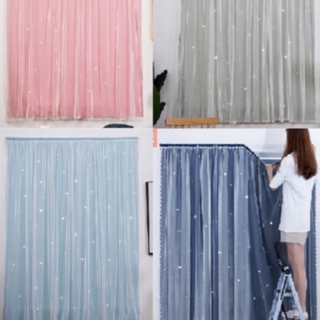 Rèm cửa sổ, rèm cửa dán tường 2 lớp tiện lợi không khoan đục | decor phòng ngủ &amp; phòng khách siêu đẹp, giá rẻ