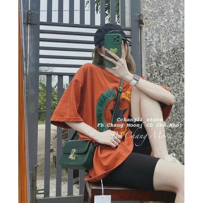 áo phông nữ form rộng cotton khô 3158 hình sao + in chữ