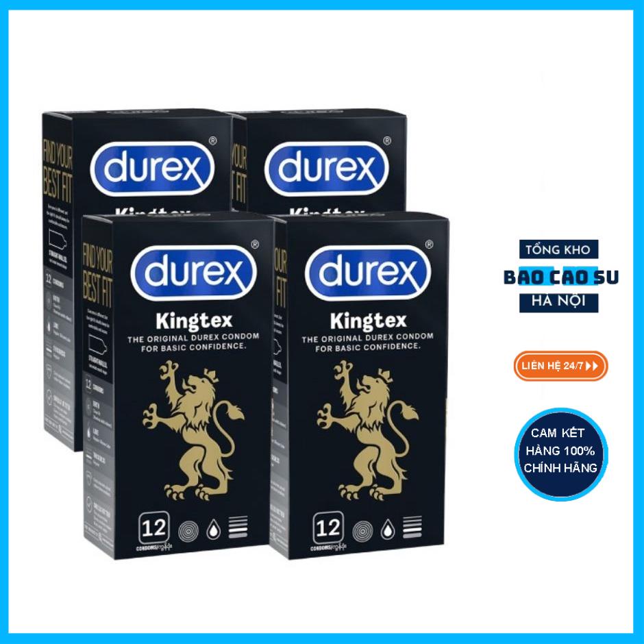 Bộ 3 Bao cao su Durex Kingtex 12 bao + Tặng 1 hộp cùng loại ôm sát tạo cảm giác thật [Khuyến Mãi Sốc]