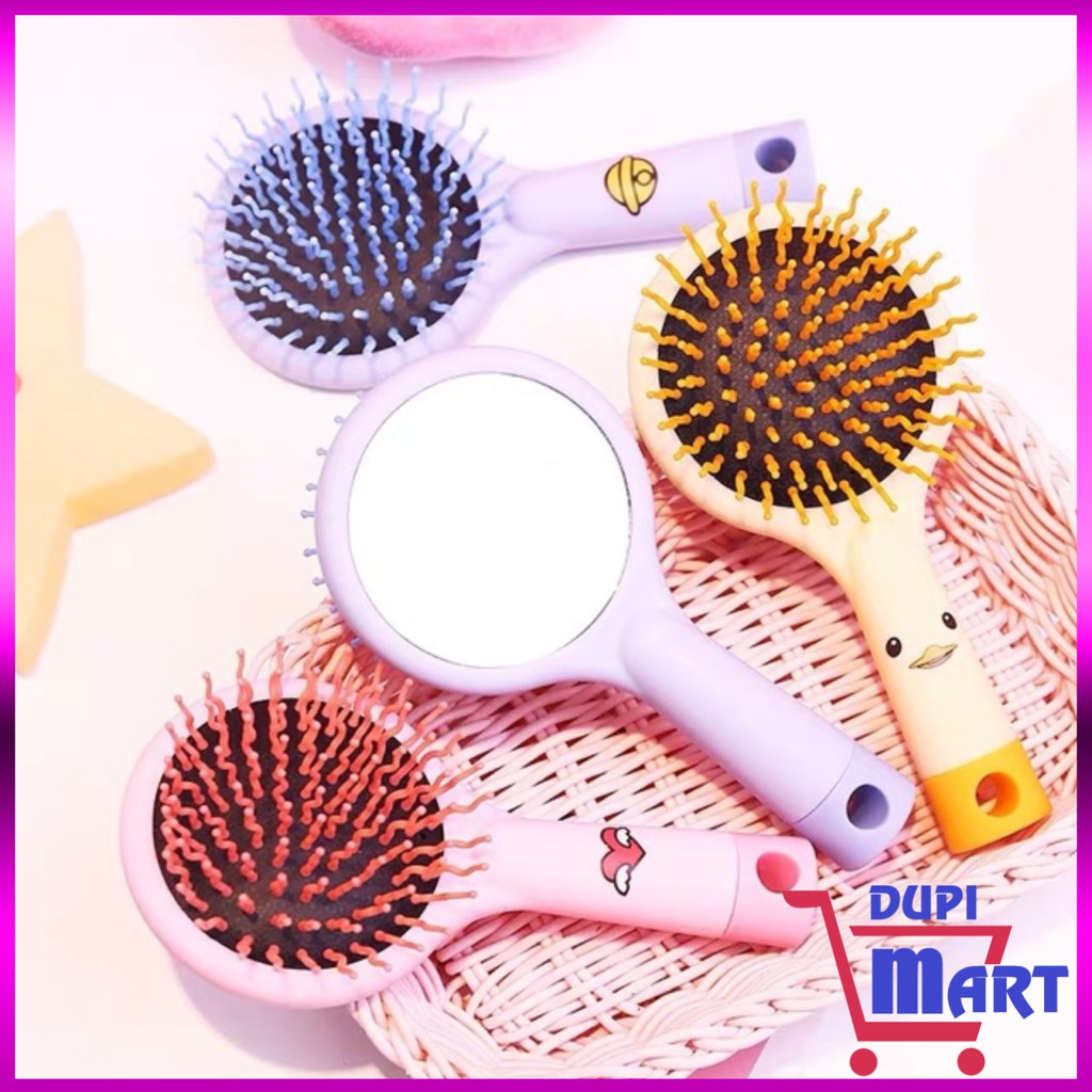 [2 IN 1]Lược Chải Tóc Rối Rainbow Massage Có Gương Nhiều Màu Sắc Xinh Xắn Ngỗ Nghĩnh