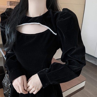 váy nhung tay bồng ( ảnh thật ở cuối )