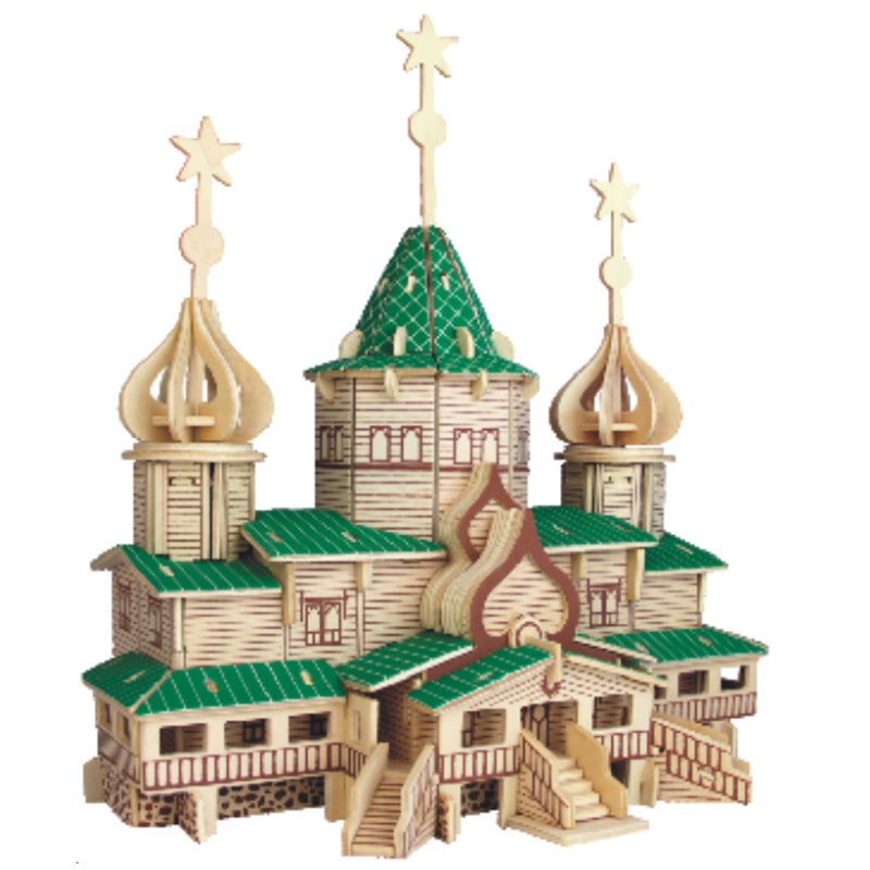 Đồ chơi xếp hình trẻ em, trò chơi lắp ráp, mô hình lắp ghép trang trí bằng gỗ 3D Nhà Giáng sinh