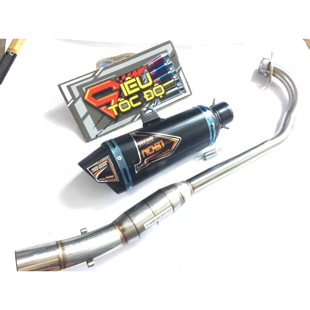 PÔ NOBI ĐEN FULL CỔ BẦU HƠI INOX GẮN CHO NHIỀU LOẠI XE