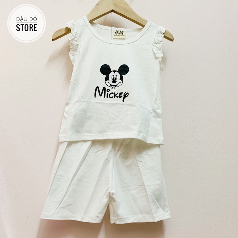 Bộ bé gái  Bộ đồ thun cotton mềm mịn in hình Mickey 8-12 kg