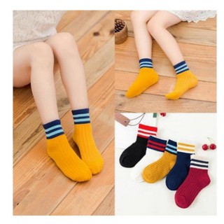 Set 5 Đôi Vớ Len Cổ Sọc Phong Cách Hàn Quốc Cho Bé, Tất Cao Cổ Sọc Ngang Thời Trang Cho Bé 4-7 Tuổi