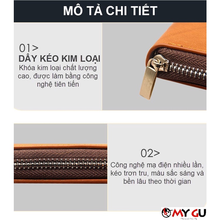 Ví da nam BOVI'S có khóa kéo phong cách Âu MỸ BV02