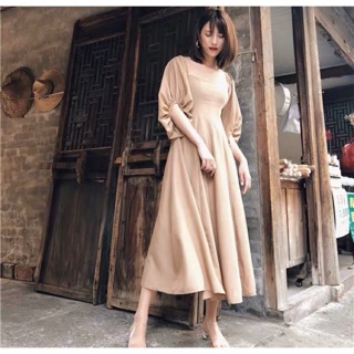 ĐẦM MAXI TAY PHỒNG CỔ U (KÈM HÌNH THẬT)