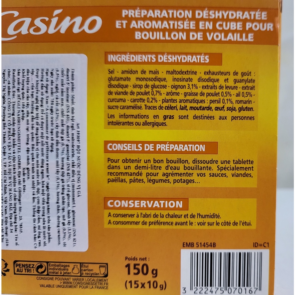 [VỊ GÀ] [Hộp 150g] VIÊN GIA VỊ NẤU NƯỚC DÙNG [Germany] CSN Chicken Seasoning Cubes