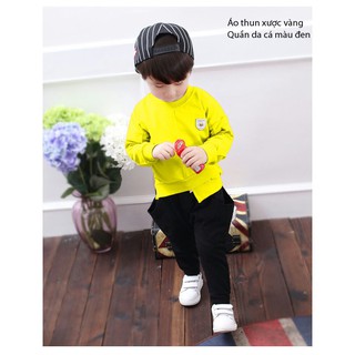 Đồ bộ dài cho bé trai, hình thêu, kiểu dáng lệch tà sành điệu - Socnaukids
