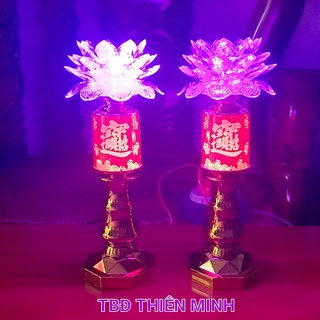 Giá 1 Cặp - Đèn Thờ Phật Hoa Sen LED 7 Màu-Tia Sáng Số 14