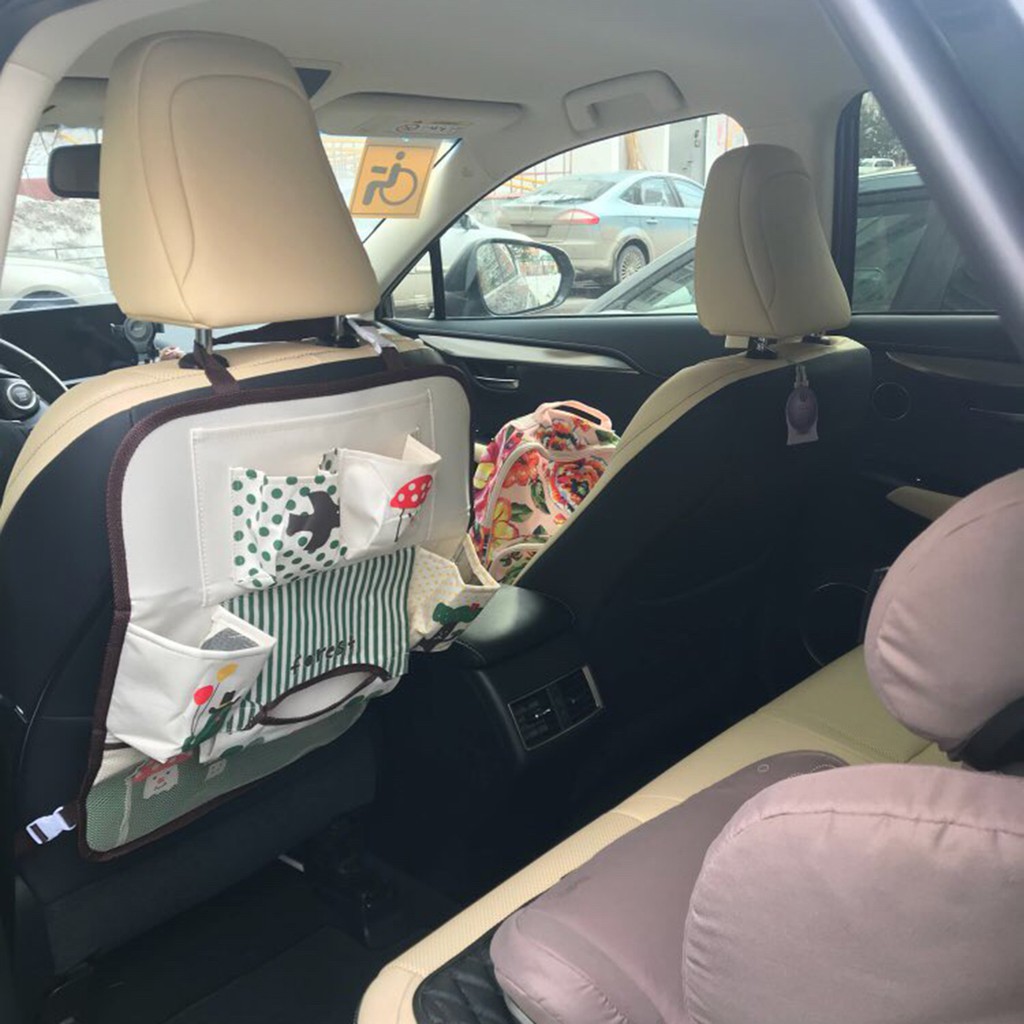 Túi treo đồ nhiều ngăn móc sau ghế ô tô, xe hơi kiểu mẫu hoạt hình dễ thương cho bé