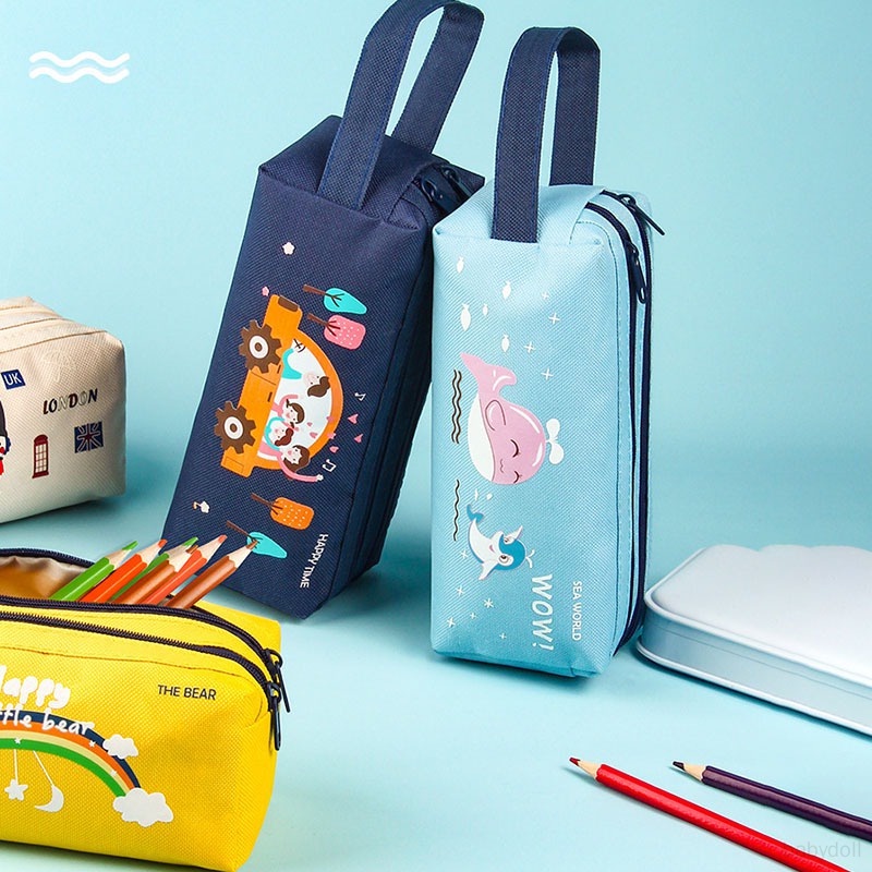 Túi Đựng Bút Bằng Vải Oxford Kích Thước Lớn In Họa Tiết Hoạt Hình Cho Trẻ Em