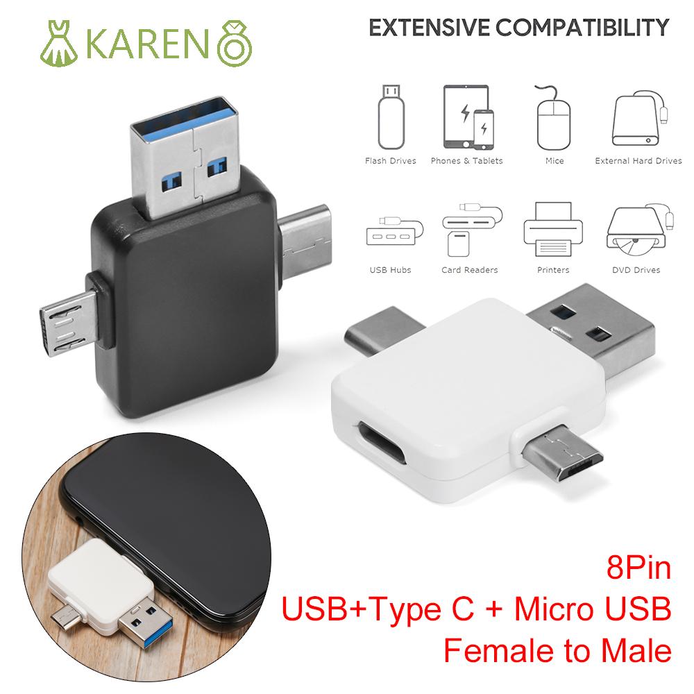 Đầu Chuyển Đổi Từ Giác Cắm 8 Chấu Sang Giác Cắm Usb + Type C + Micro Usb