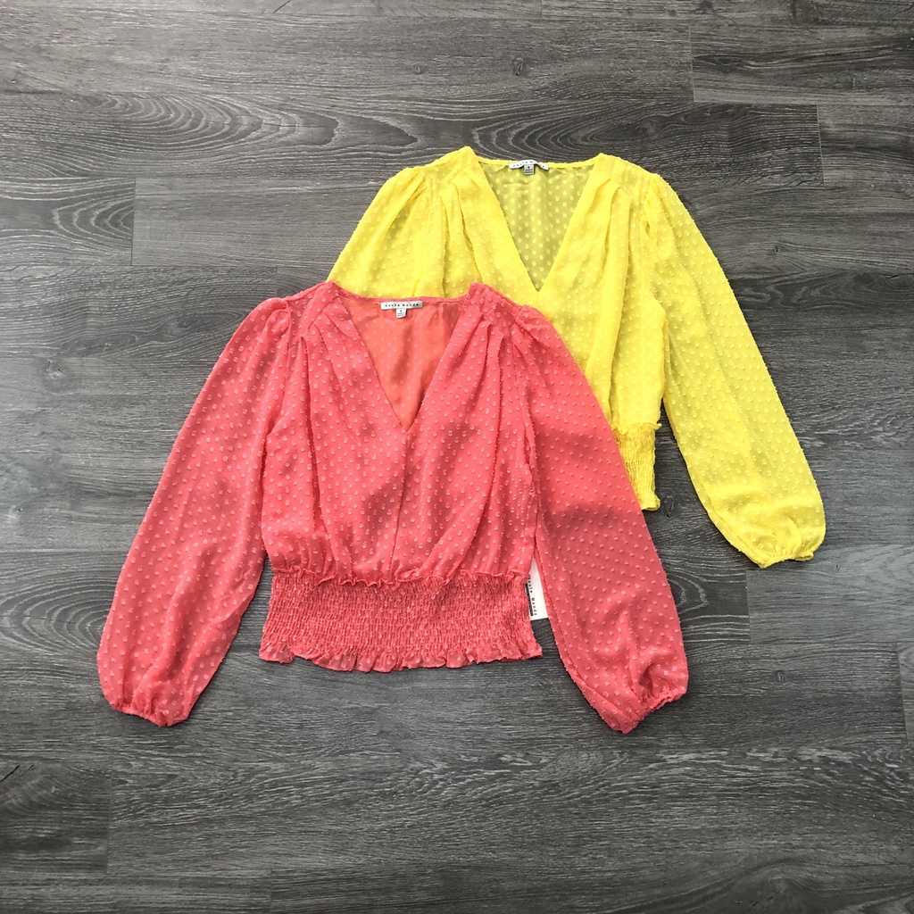 Áo sơ mi nữ tay dài HAUTE MONDE voan nổi cổ V KAMI