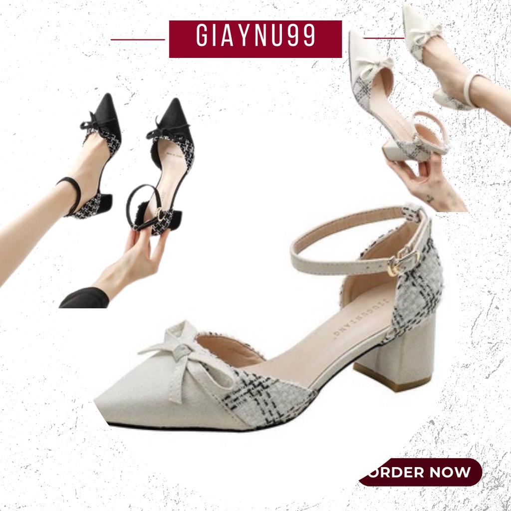 Giày sandal bít mũi gót trụ tròn 5cm - mã CG-0592 giaynu99