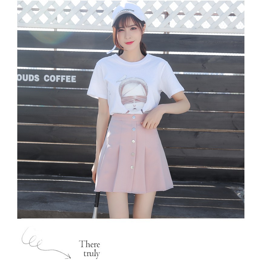 Chân váy xếp li lưng cao màu trơn thời trang | BigBuy360 - bigbuy360.vn