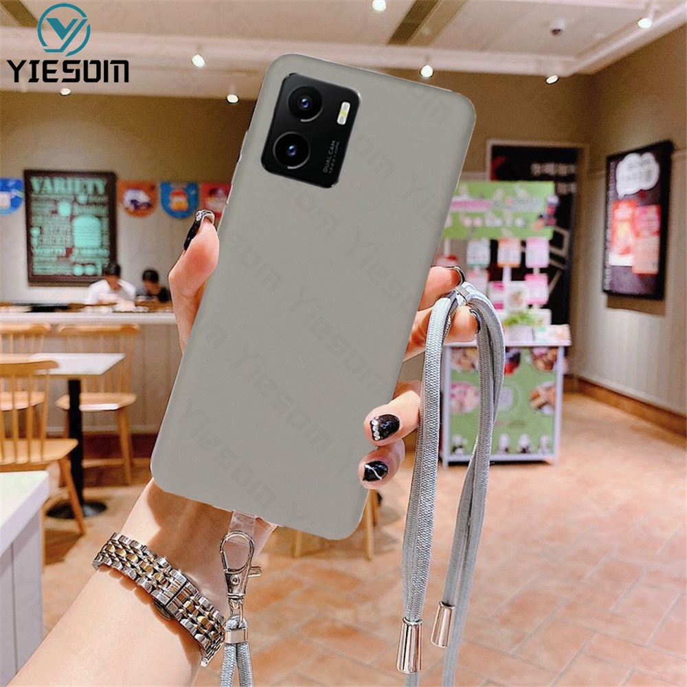 Ốp Điện Thoại TPU Mềm Màu Kẹo Có Dây Đeo Cổ Cho Vivo Y33S Y21S Y21 Y15A Y15S Y51 Y53S Y51A Y17 Y15 Y12 Y91C Y1S