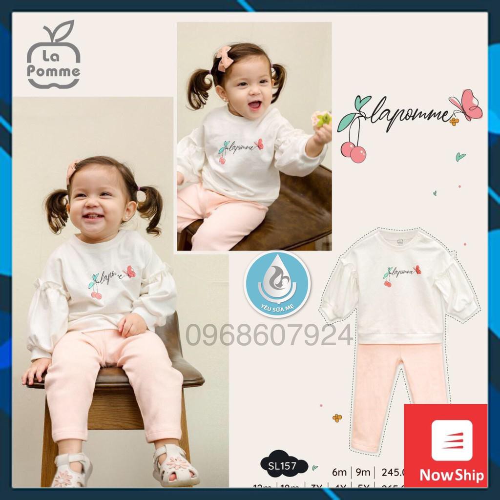 SL157 Bộ quần áo dài tay trẻ em cho bé gái Chery tay bồng La pomme (6m - 5Y) chất Jacquard cotton mềm mại kháng khuẩn