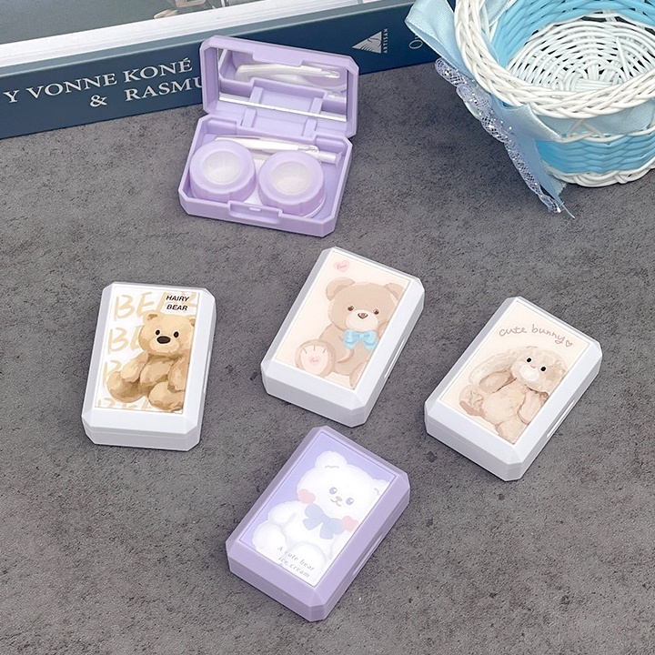 Khay Gương Mini Gấu Thỏ - Case Đựng Lens