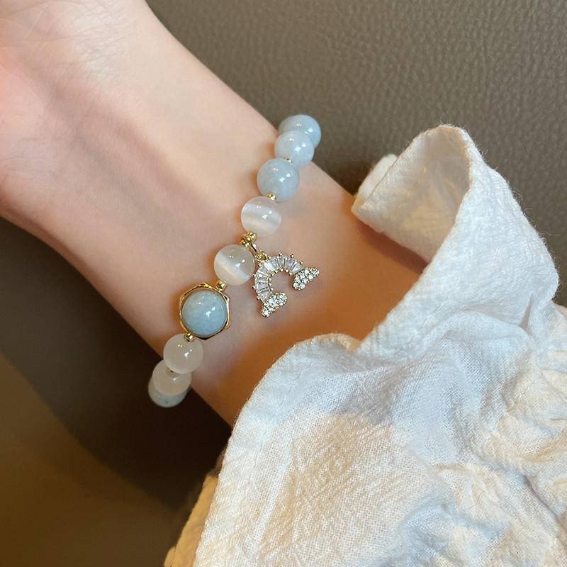 Vòng Tay Cổ Phiếu Sẵn Sàng ♈️ Vòng Đeo Tay May Mắn Đính Đá Opal Màu Cầu Vồng Trắng Thời Trang Hàn Quốc Dành Cho Nữ