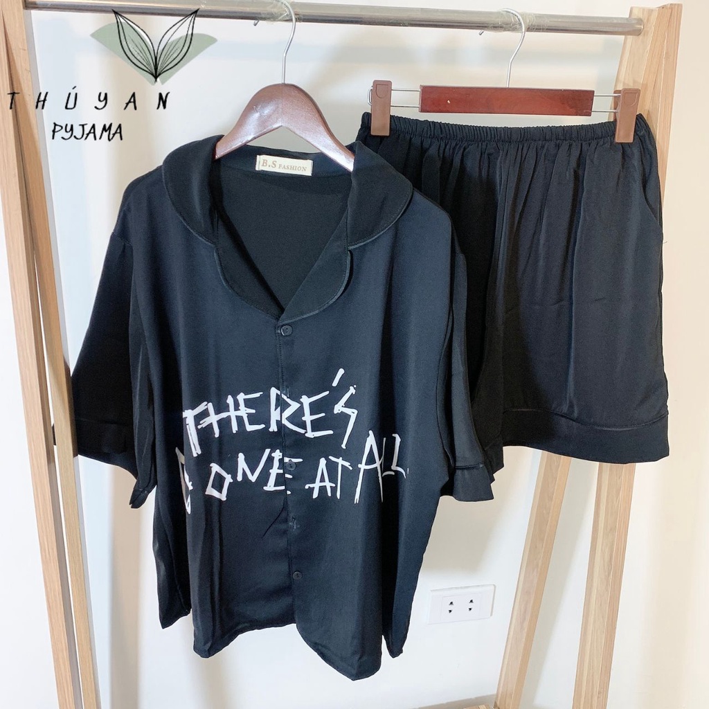Bộ Pijama nữ bigsize chữ ST cộc đùi giá rẻ chất lụa Mango ko nhăn dành cho nữ, mẹ bầu 60 - 90kg