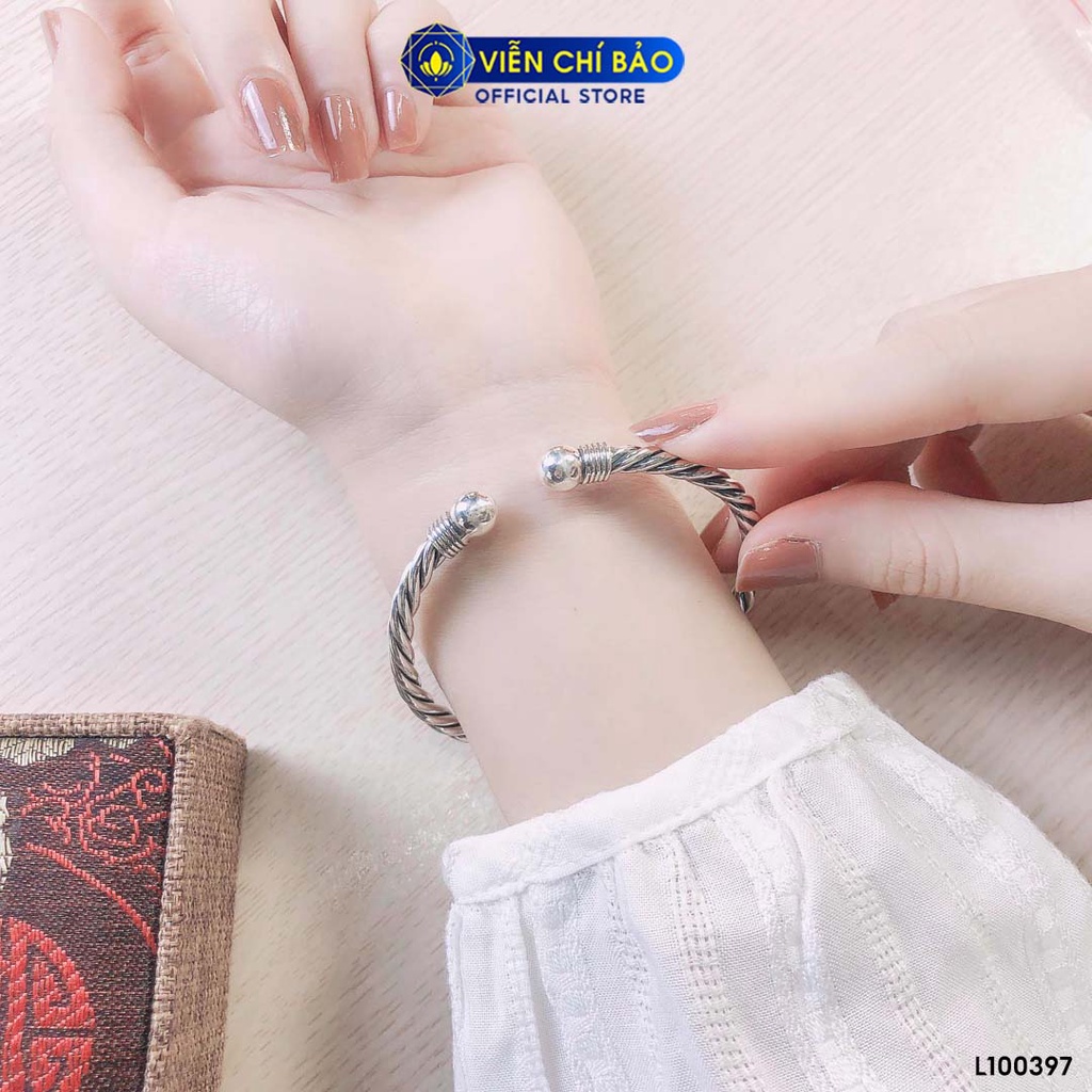 Kiềng tay bạc nữ khắc thần chú Om Mani Padme Hum bạc Thái 925 thời trang phụ kiện trang sức nữ Viễn Chí Bảo L100397