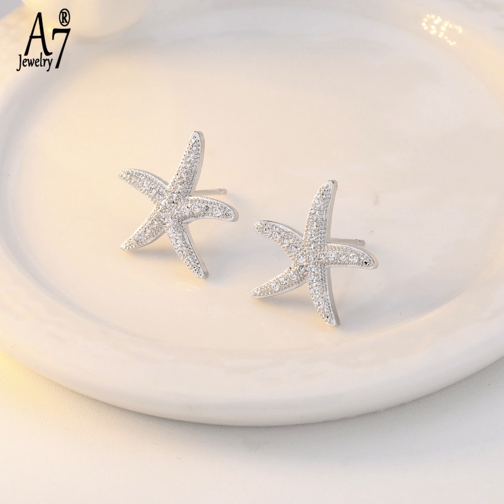 Hoa tai hình sao biển đính đá toàn diện phong cách thời trang Âu Mỹ