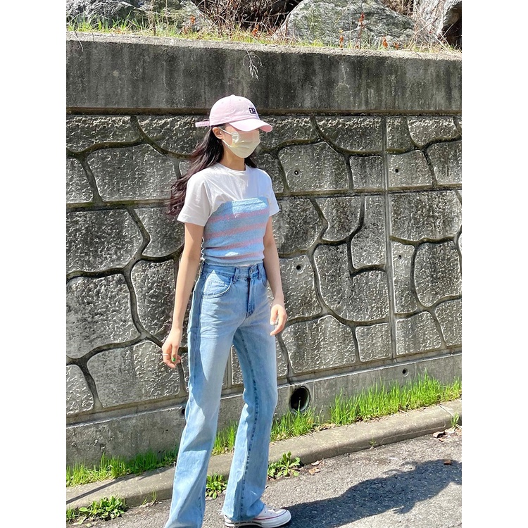 Porozi  Áo croptop ống  dệt kim in chữ thời trang Hàn Quốc cho nữ