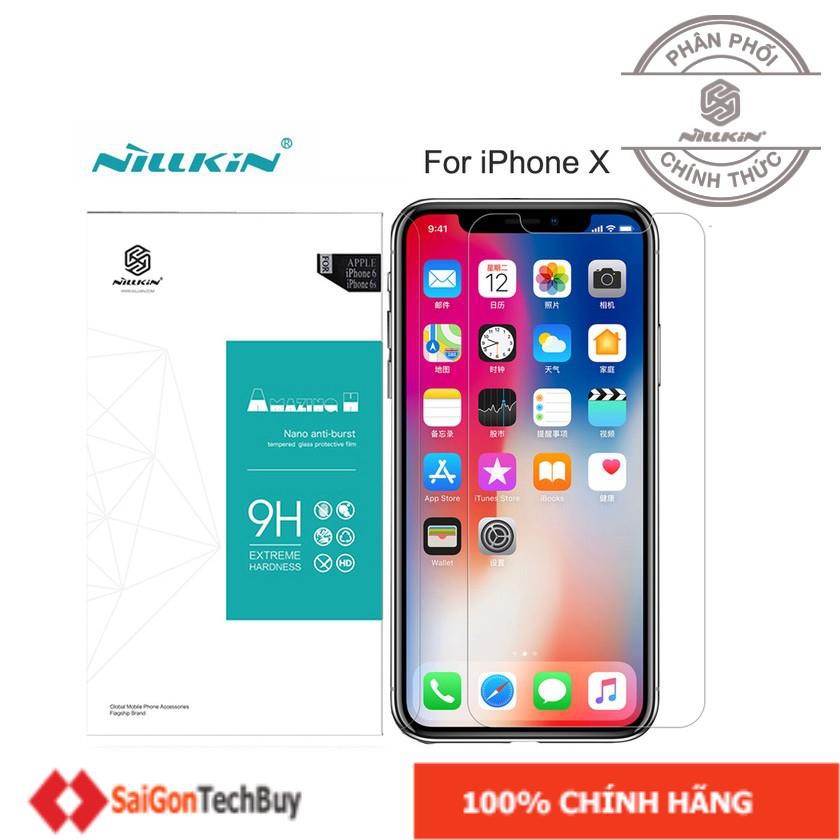 Miếng Dán cường lực iPhone X chính hãng Nillkin độ cứng 9H chống bể màn hình tuyệt đối