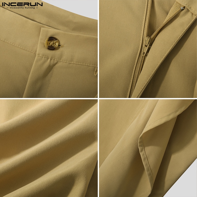 Quần dài INCERUN ống rộng màu sắc thanh lịch cho nam