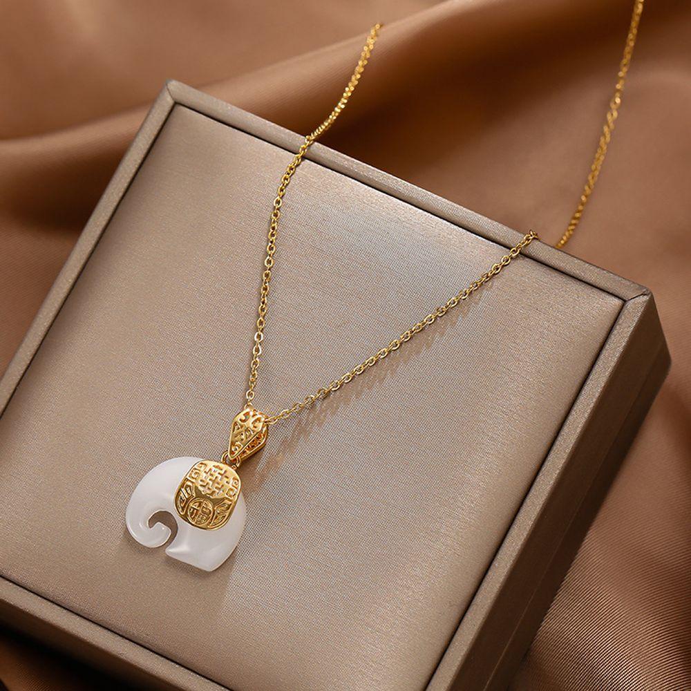 AROMA Dây Chuyền Mặt Hình Con Voi Phong Cách Vintage Thanh Lịch Cho Nữ