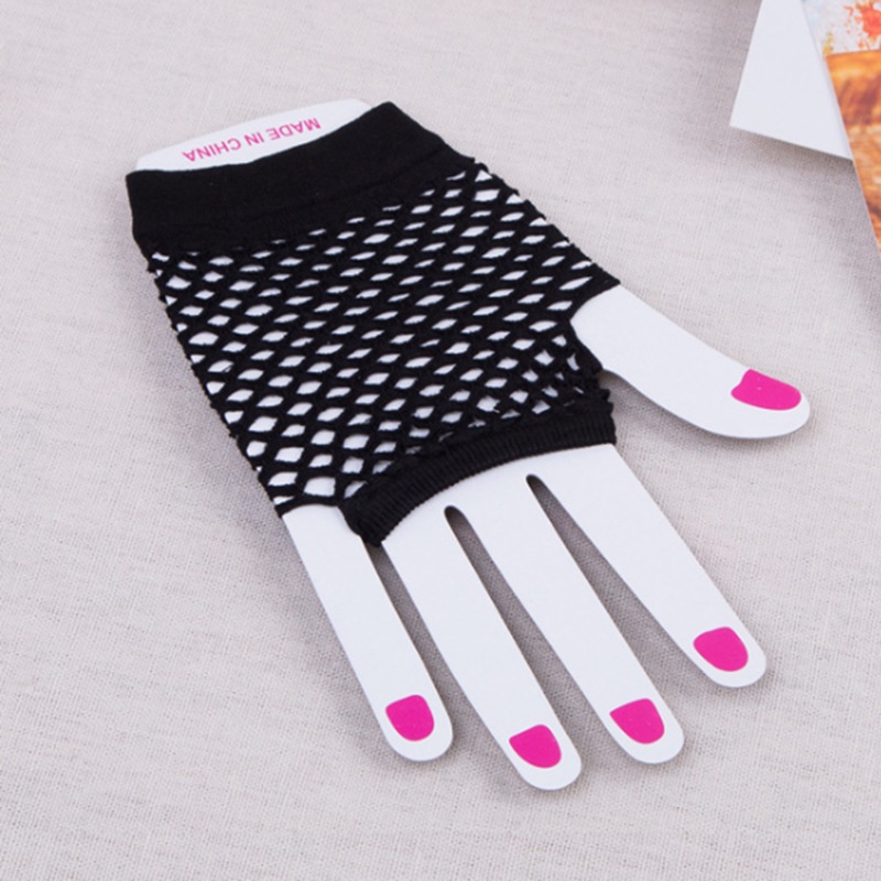 Găng Tay Lưới Hở Ngón Màu Đen Phong Cách gothic punk Cho Nữ