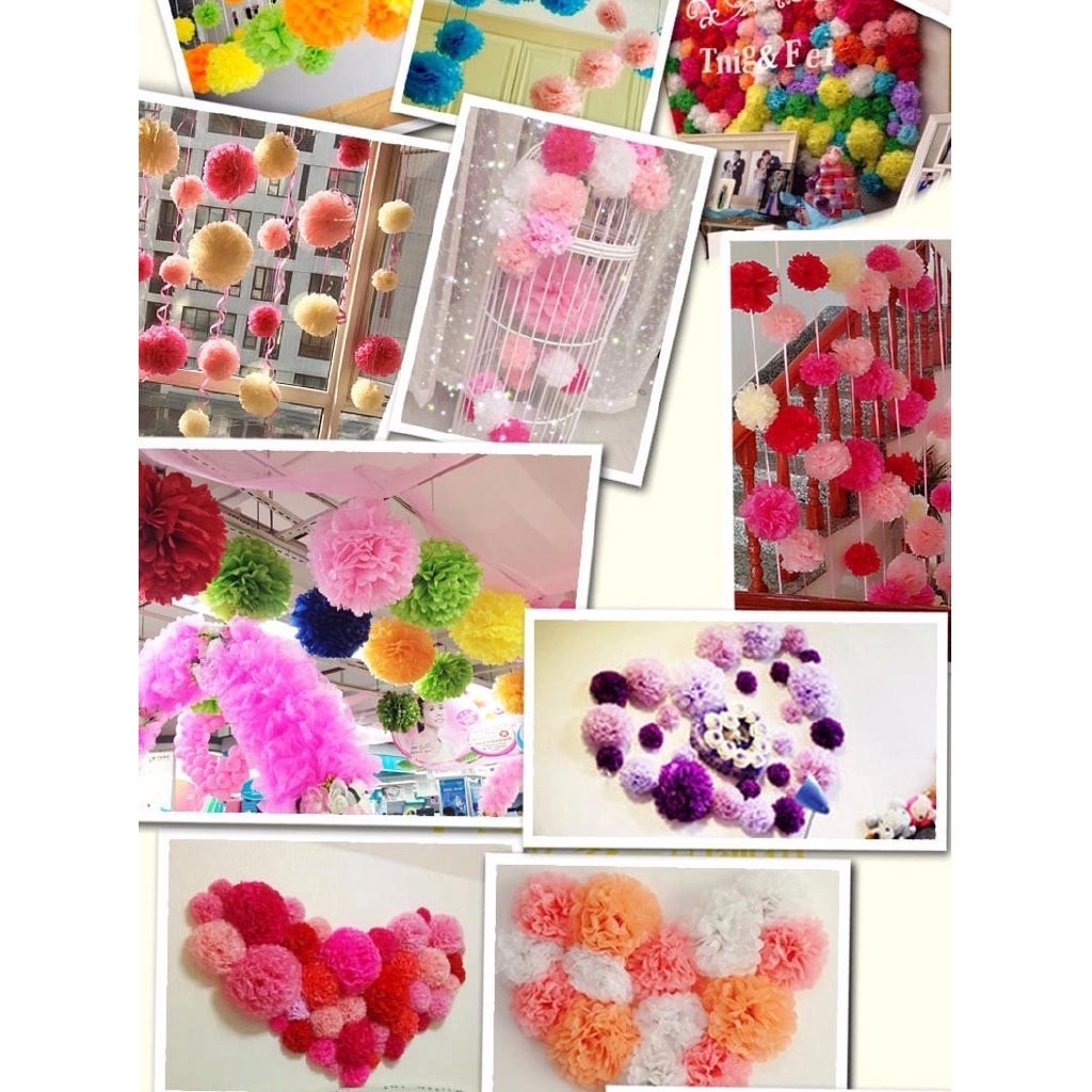 Hoa giấy kích thước 8 inch/ 10 inch trang trí tiệc cưới đẹp mắt