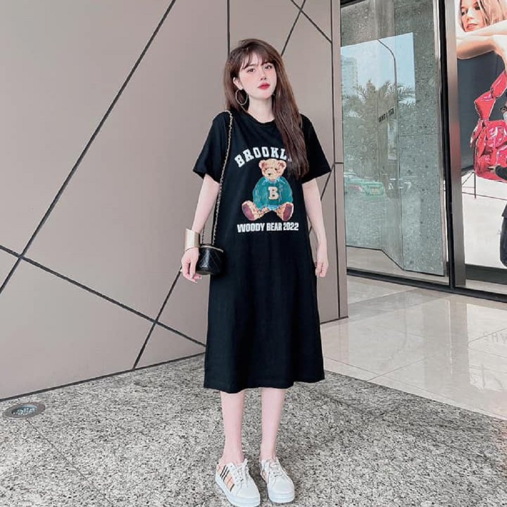 Đầm suông dài , váy suông bầu chất cotton Gemmy House in hình Borky