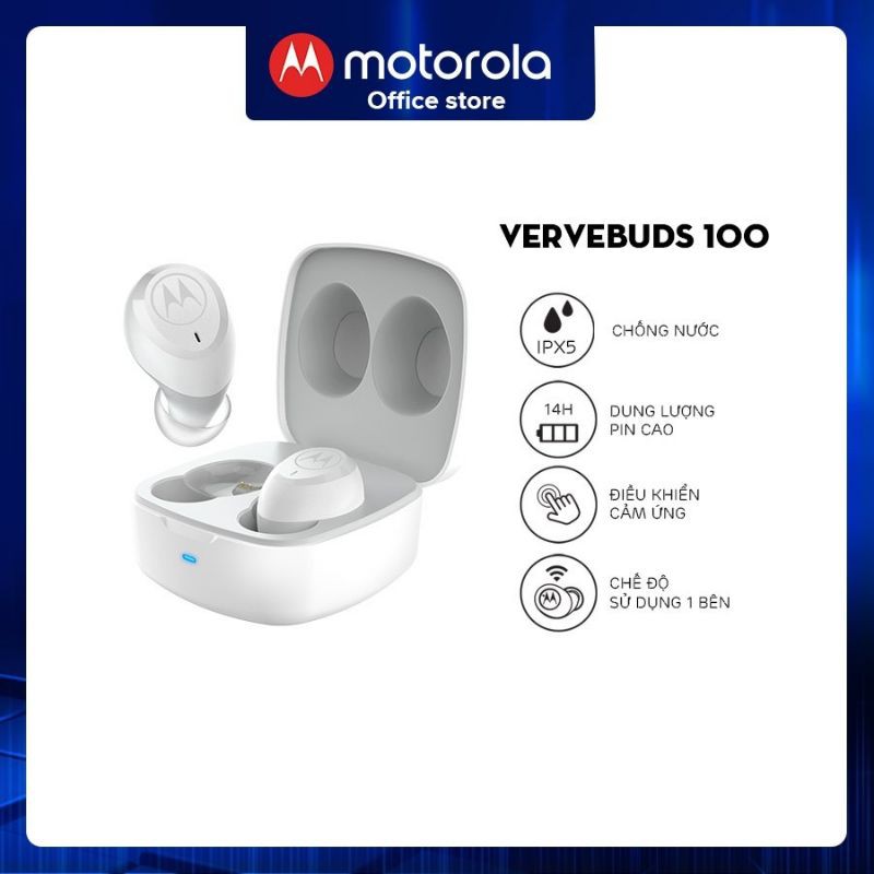 Tai nghe bluetooth Motorola không dây - VerveBuds100- Thời lượng pin 14h- Hỗ trợ đàm thoại thông minh